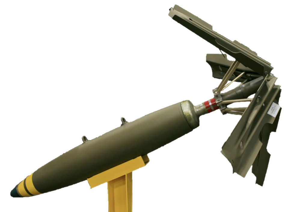 Mk. 81 250-lb and Mk. 82/Snakeye I 500-lb. GP Bombs: The Mk. 81 250-lb., Mk. 84 500-lb. General Purpose (GP) Bombs were designed as a new series of low-drag bombs. The explosive was either TNT (1 yellow noseband), Amatol (2 yellow nosebands), or Tritonal (3 yellow nosebands). These bombs were used extensively throughout the Vietnam War and were carried on most attack, bomber and fighter aircraft of the day. The difference between the standard free fall MK. 82 and the MK. 82/Snakeye is the Mk. 15 Tail Retarding Device. This device was used in low-level ground attacks and slowed the descent of the bomb so that the attacking aircraft could clear the blast area.