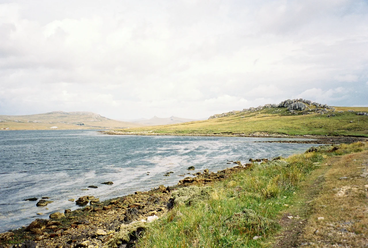 Mount Tumbledown, Two Sisters, and Wireless Ridge from Stanley Harbour, Falkland Islands