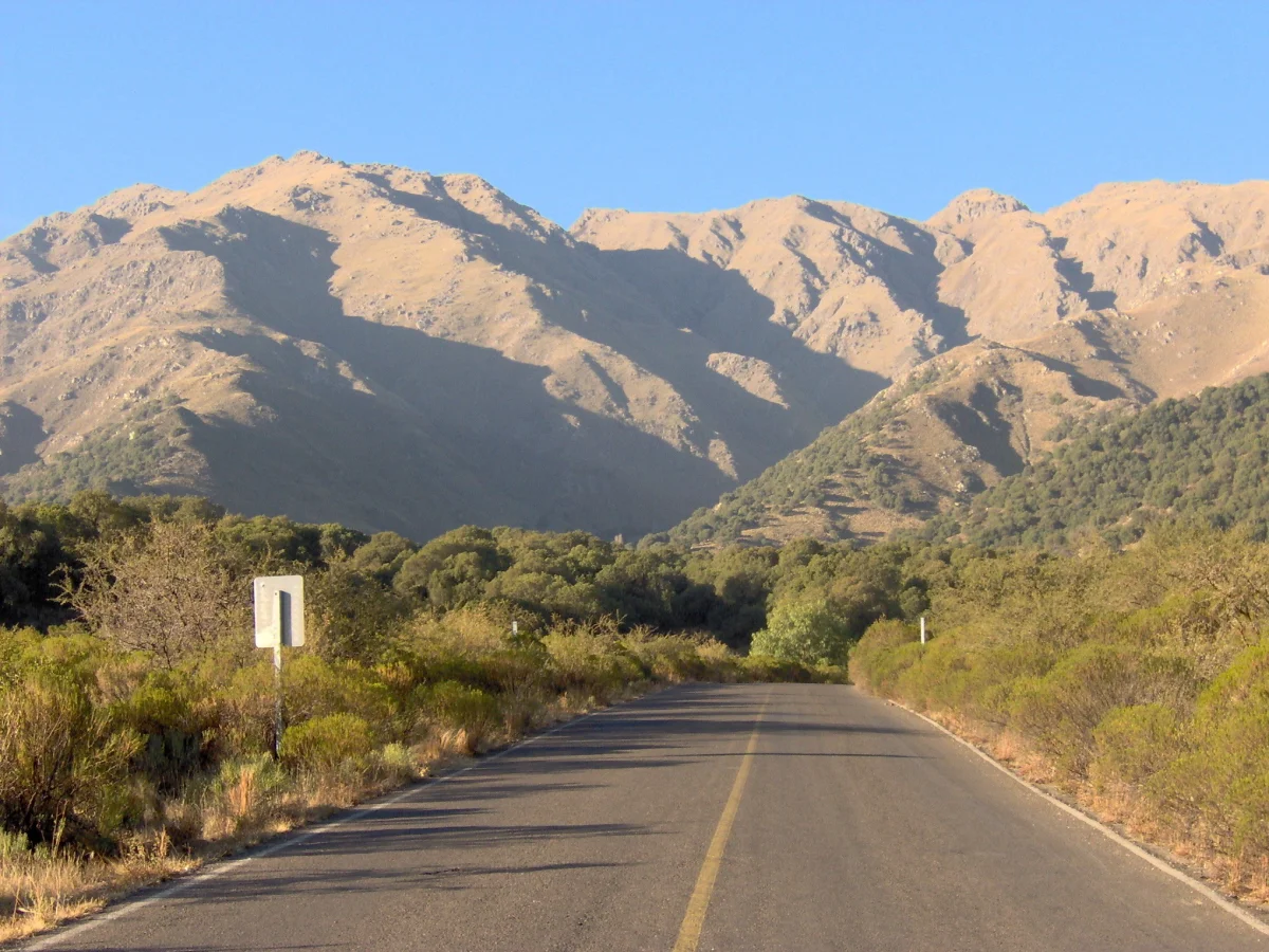 Road on the outskirts of Merlo, Province of San Luis, Argentina.