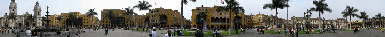 360° panoramic view of Plaza Mayor (Plaza de Armas), Lima, Peru.
