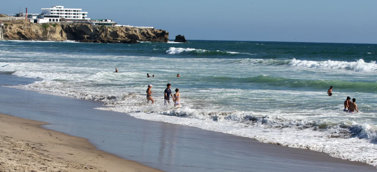a far off look at the beach of salinas in ecuador south america