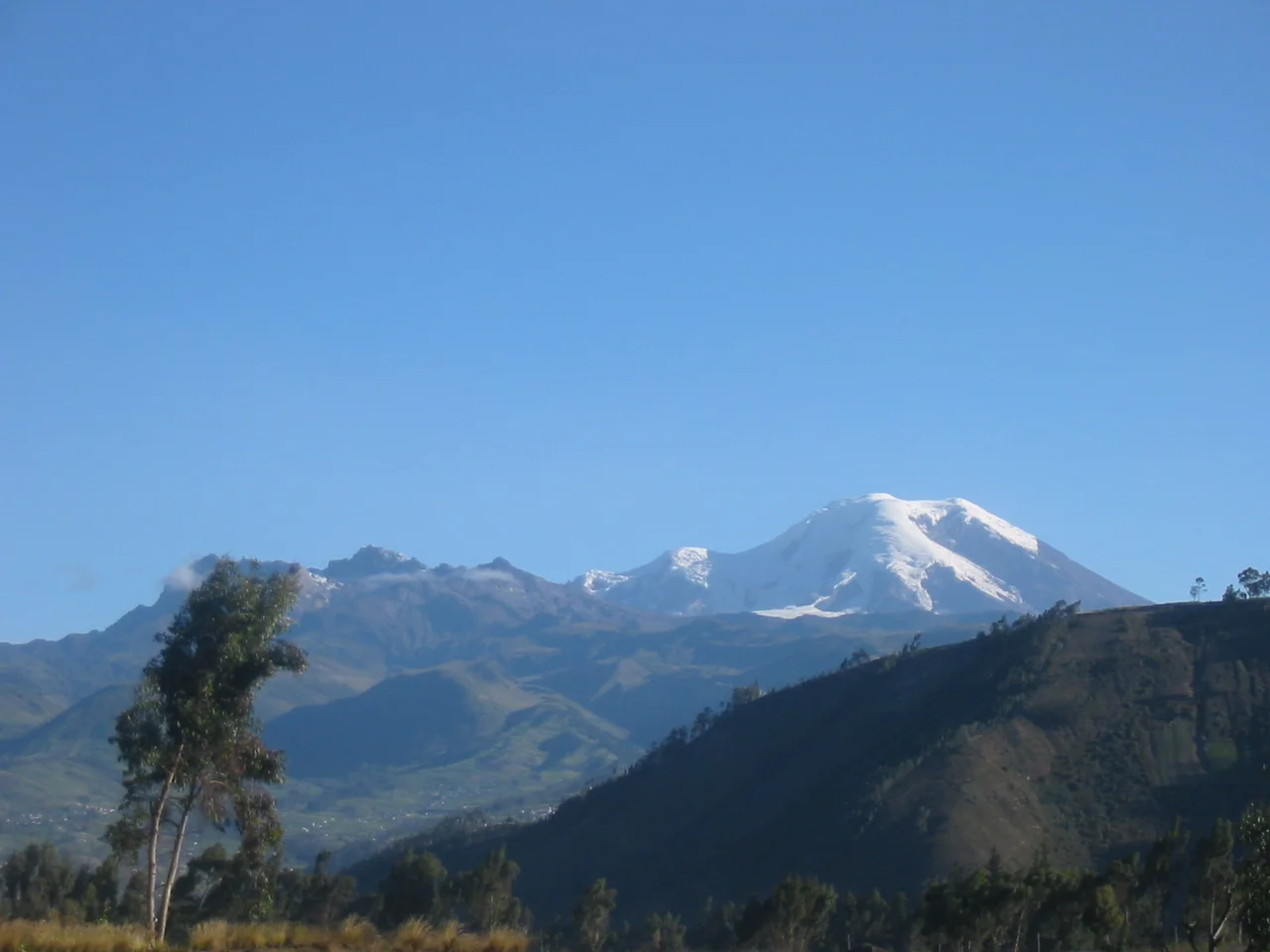 Chimborazo (right) and Carihuairazo (left) mountains from the Quisapincha Town.