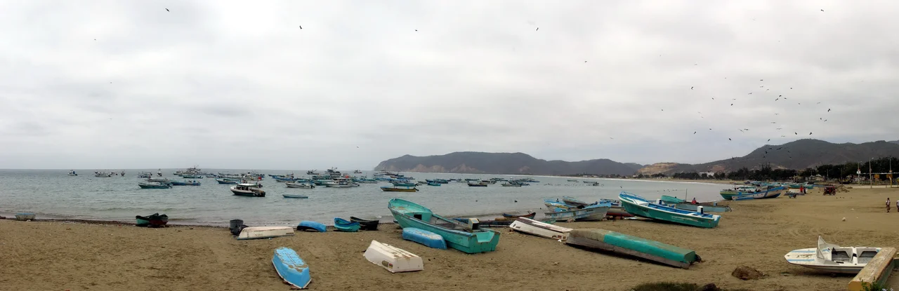 Beach of Puerto Lopez, a small fishing town in Ecuador