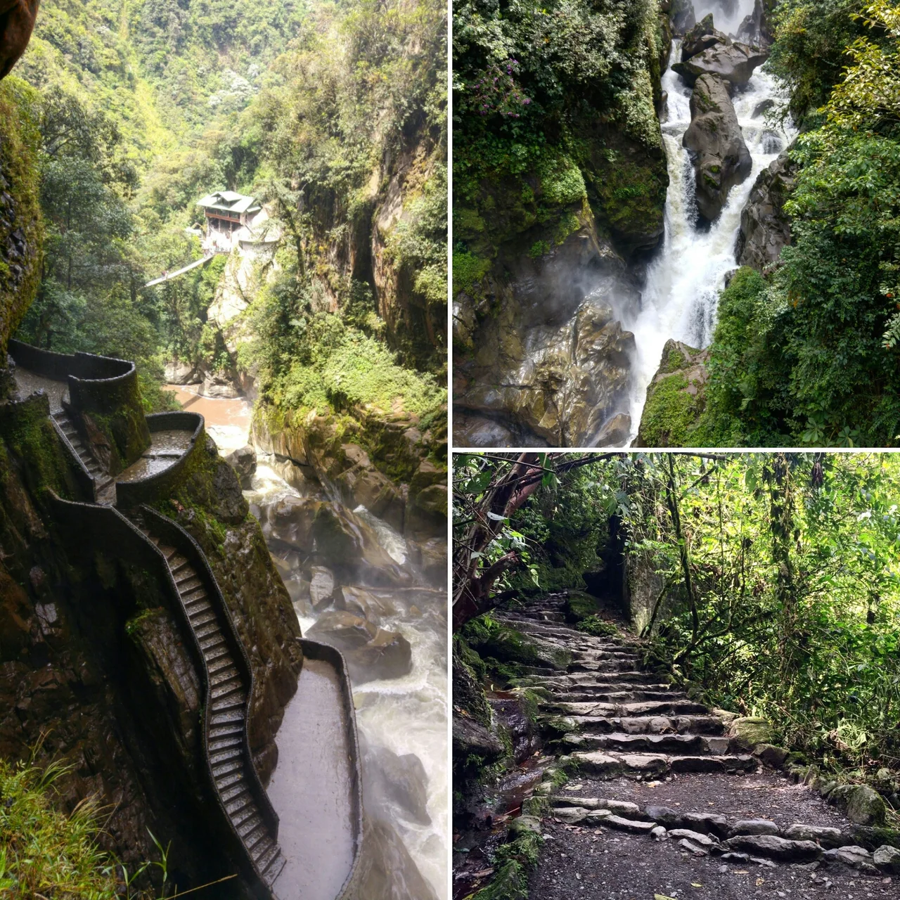 Colage de fotos del pailon del diablo ecuador