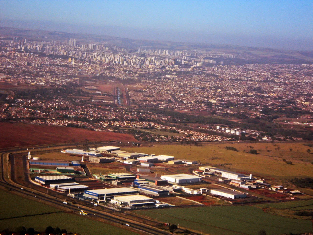 Aerial view of the business district of Ribeirão Preto, in the downtown area to the bottom