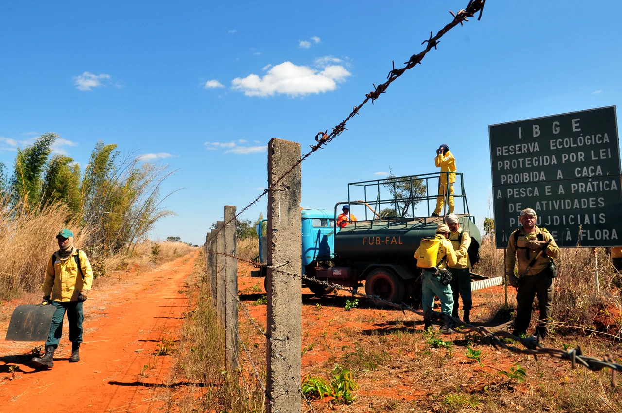 Fazenda Água Limpa, Brasília, DF, Brasil 29/7/2015 Foto: Tony Winston/Agência Brasília
Equipe formada por funcionários do Jardim Botânico, do Instituto Brasileiro de Geografia e Estatística (IBGE), do Centro Nacional de Prevenção e Combate aos Incêndios Florestais do Instituto Brasileiro do Meio Ambiente e dos Recursos Naturais Renováveis (Ibama), do Corpo de Bombeiros, da Companhia de Saneamento Ambiental do Distrito Federal e da Fazenda Água Limpa da Universidade de Brasília (UNB) utilizou a técnica do aceiro por 16 quilômetros de vegetação — da Reserva Ecológica do Jardim Botânico, passando pela reserva do IBGE, até a Fazenda Água Limpa — na terça (28) e quarta-feira (29) da semana passada.