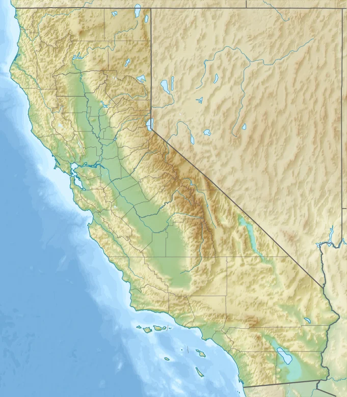 Relief map of California, USA.