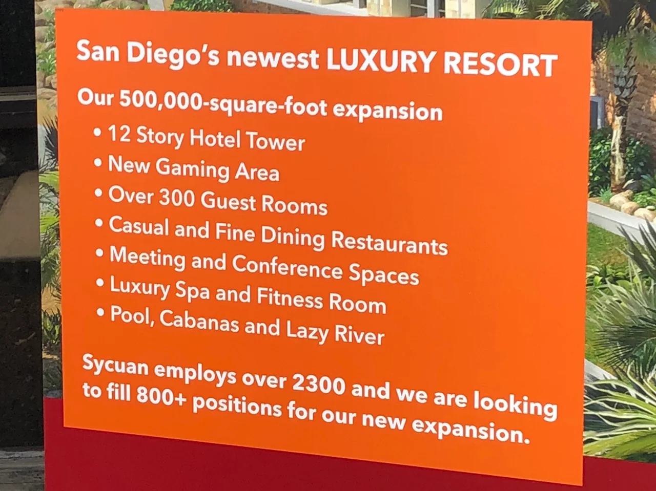 Sign displayed by Sycuan Casino.
