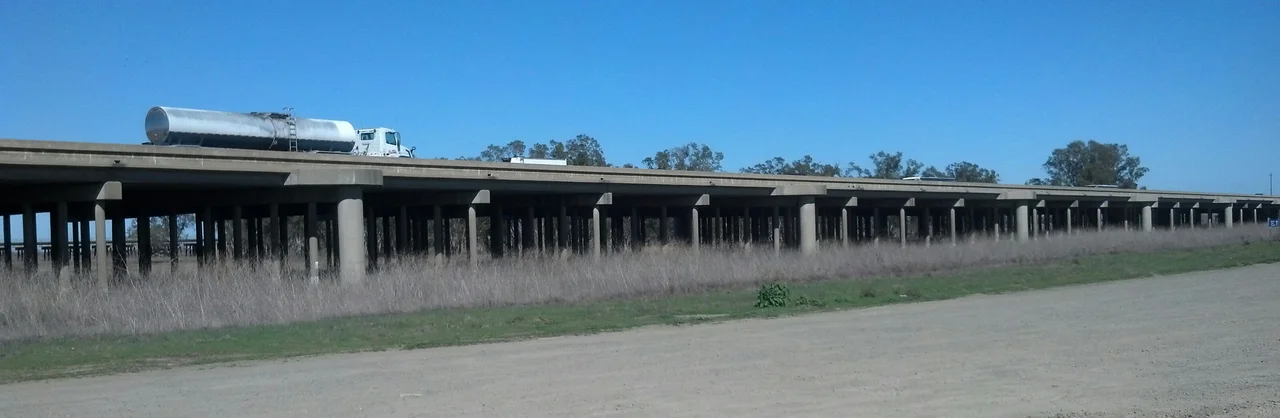 The Yolo Causeway for Interstate 80 — seen from the entrance to the Yolo Bypass Wildlife Area in Yolo County. 

Photo by Jim Heaphy.