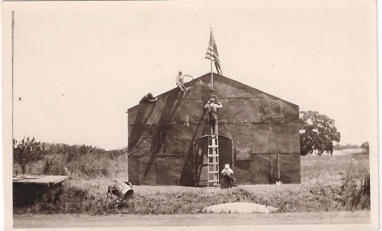 Local Yuba-Sutter residents restoring the Sutter Hock Farm facade in 1927