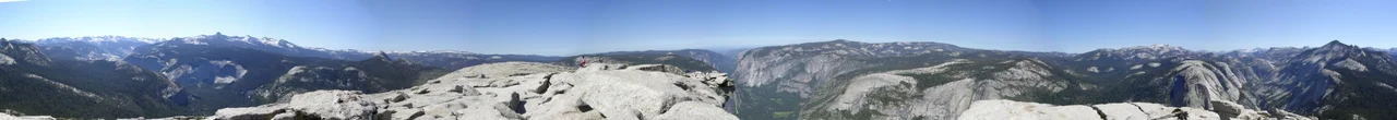360 degrees view from the summit of Half Dome, in Yosemite National Park, California, USA. This image has been composed by merging together several shots.