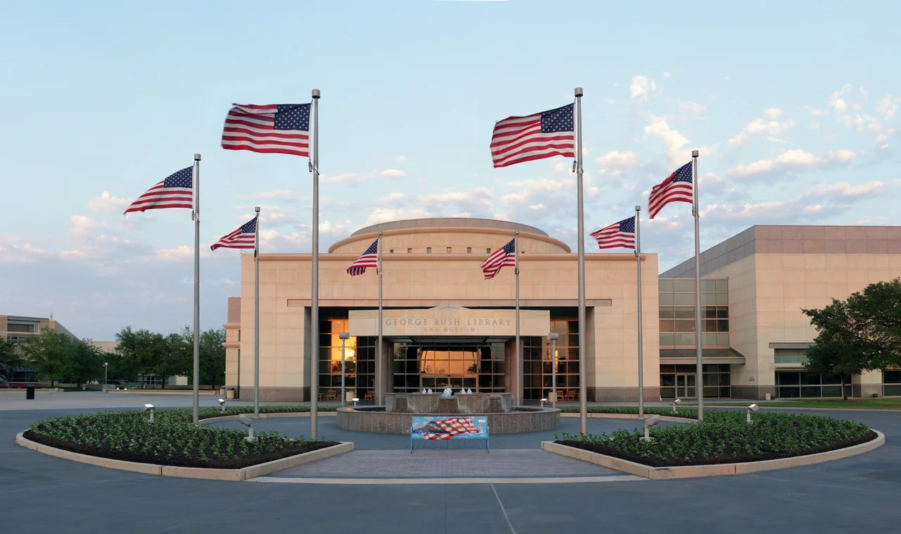 The George Bush Presidential Library on the campus of Texas A&M University. 9x3 stitched panorama
