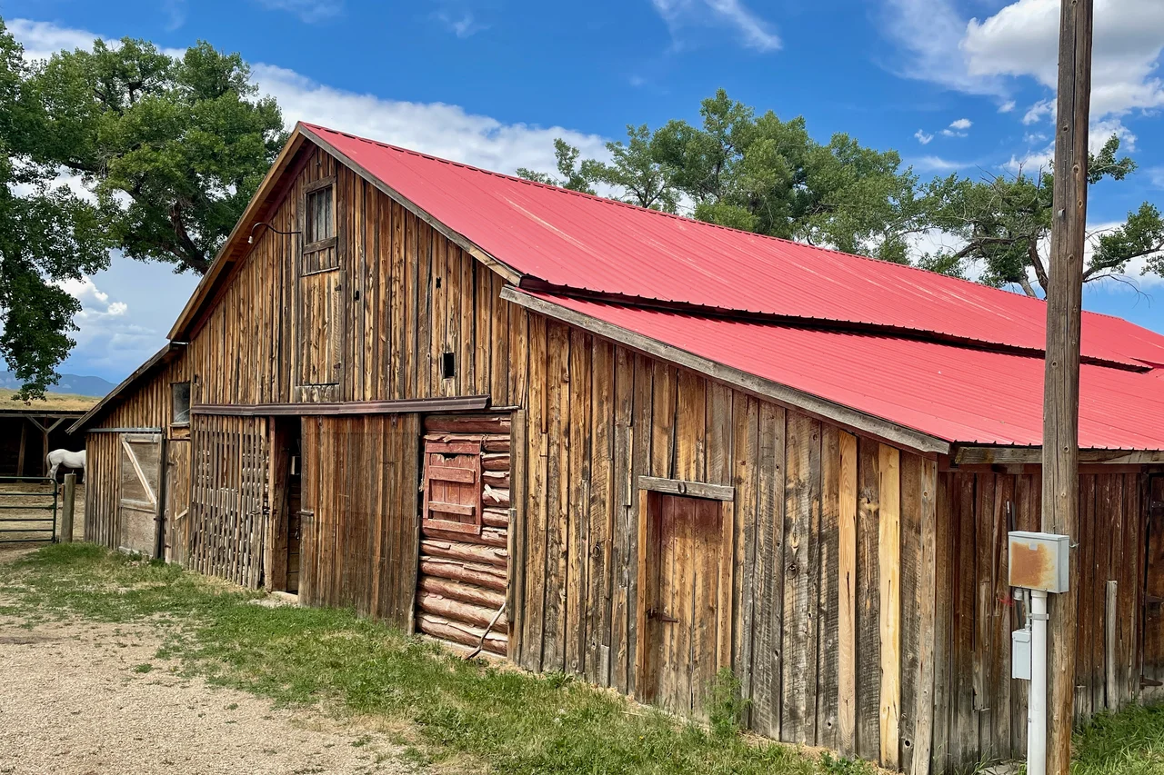 Historic barn at the TA Ranch in Johnson County, Wyoming. Contributing property #1 of the TA Ranch Historic District.