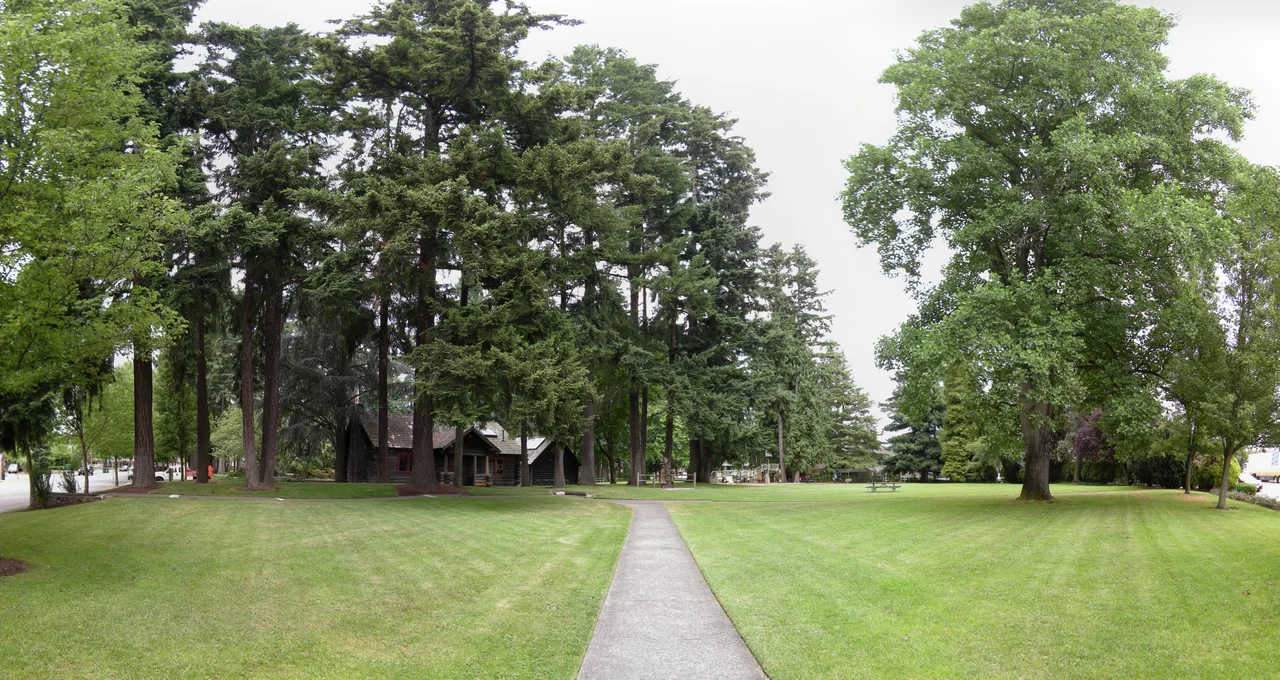 Panoramic view of Anderson Park (formerly Redmond City Park), 7802 168th Ave NE, Redmond, Washington. The park is listed on the National Register of Historic Places. There are several log buildings in the park, two of which were built by the WPA.
This image was created with Hugin.