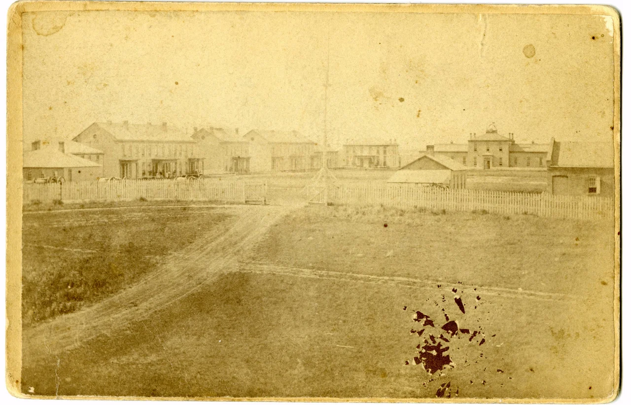 LIBI_00007_04955; AN ALBUMEN PHOTOGRAPH (MOUNTED ON CARD) OF FORT TOTTEN; PRODUCED BY UNKNOWN PHOTOGRAPHER, AND ON UNKNOWN DATE.; Print, Photographic [Mounted on card]; Courtesy of the National Park Service, Little Bighorn Battlefield National Monument, LIBI_00007_04955, Unknown Photographer, "Fort Totten," date unknown
Keywords: little bighorn battlefield national monument; fort totten