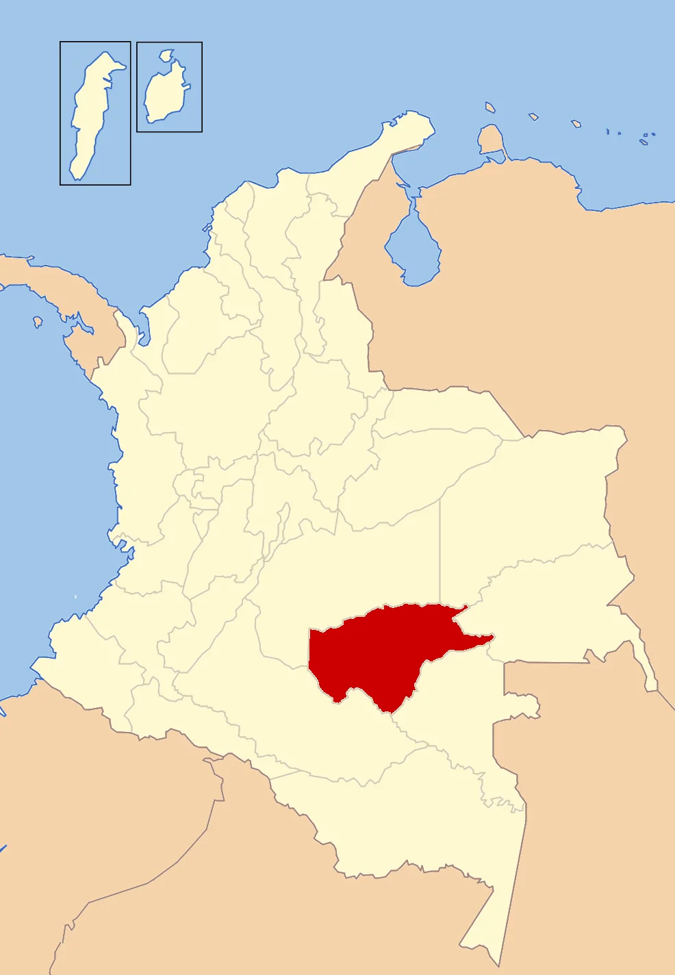 Image depicting map location of the Department of Guaviare, Colombia
