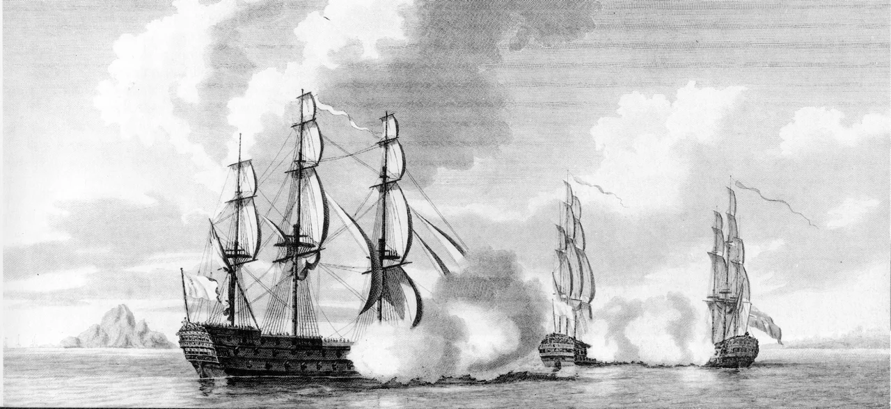 The Capture of the French 64-gun ships Caton and Jason by the Valiant, 74 in the Mona Passage, 19 April, 1782