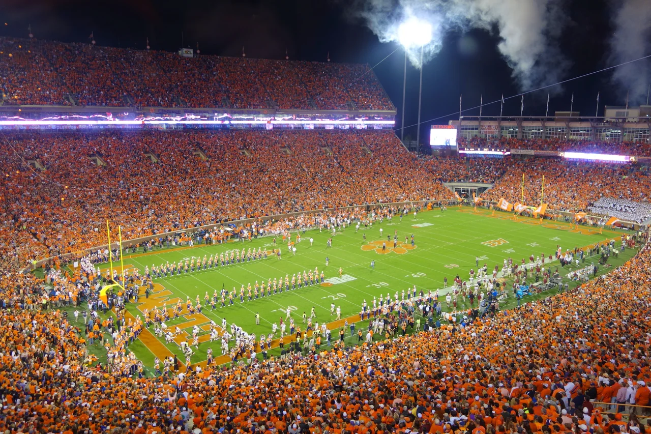 This picture was taken during the Carolina-Clemson game on November 25, 2006, which the Gamecocks won 31-28, by Randall Stewart. The announced attendance at the game was 83,500, 102% of Memorial Stadium's capacity.