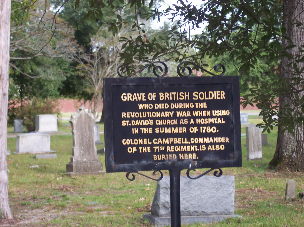 A British Solider's grave in Cheraw South Carolina from the American Revolution.