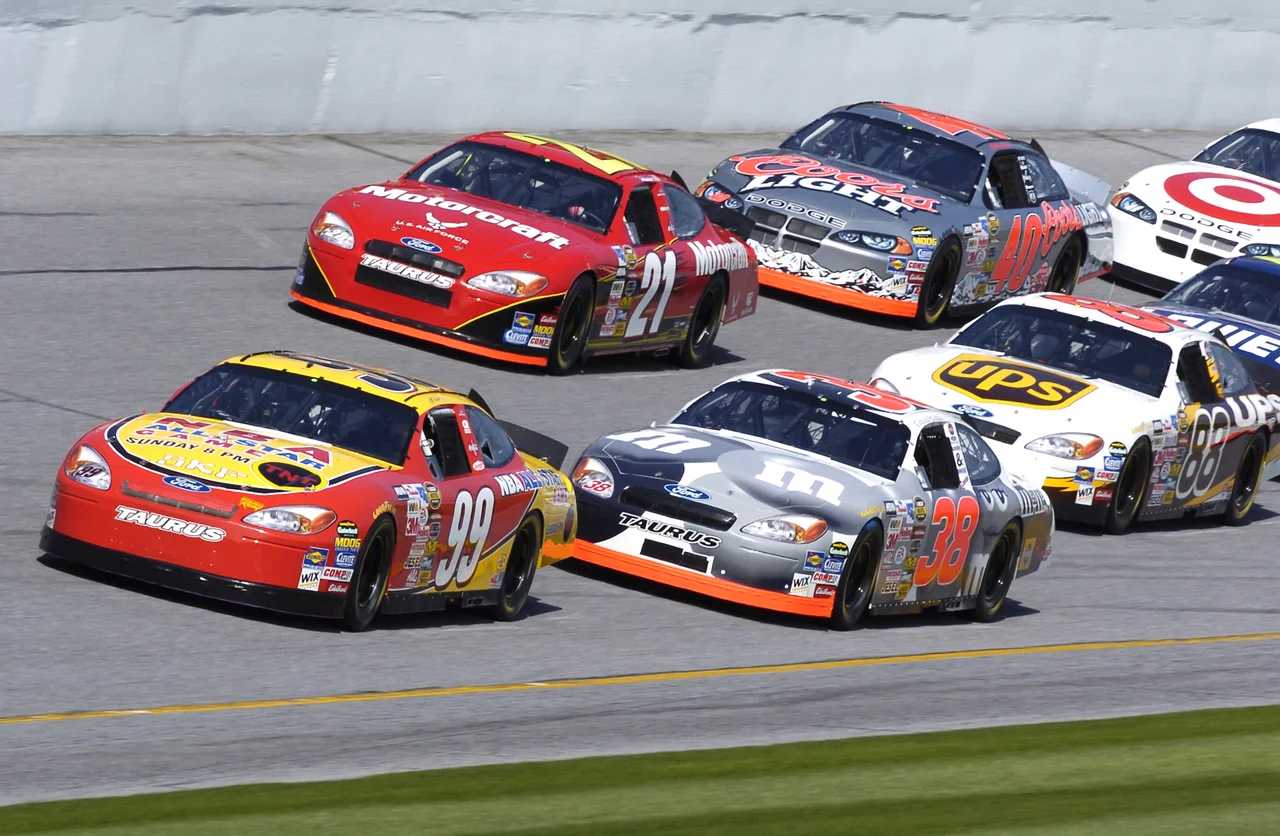 DAYTONA INTERNATIONAL SPEEDWAY, Fla. -- The Air Force Ford-sponsored Wood Brothers No. 21 Ford Taurus, driven by Ricky Rudd, is shown here during a practice run Feb 11. He is preparing for the Daytona 500 race, which will be held here Feb. 15. (U.S. Air Force photo by Larry McTighe)