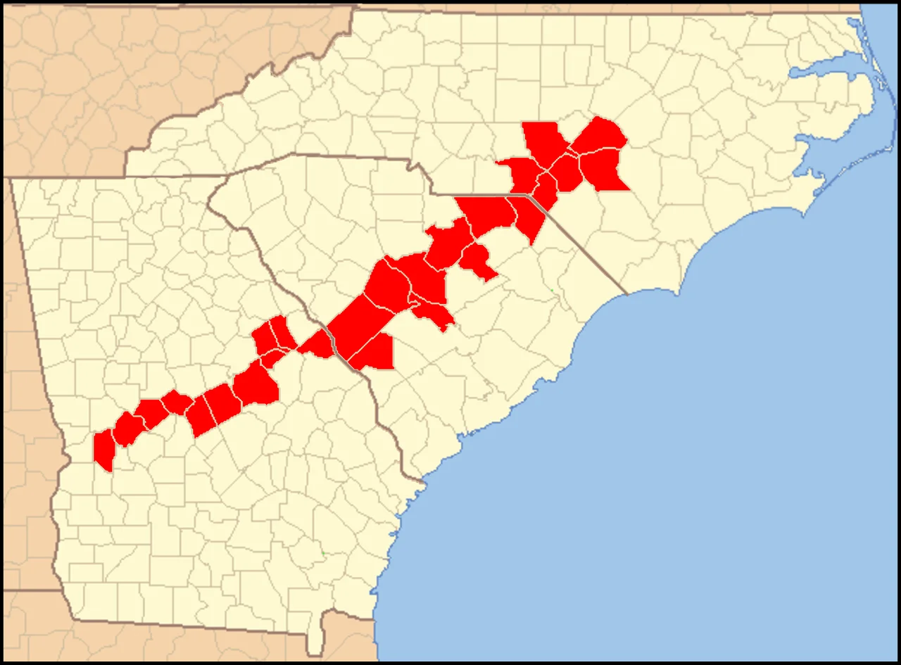 Counties considered to be in the carolina sandhills physiogeographic region