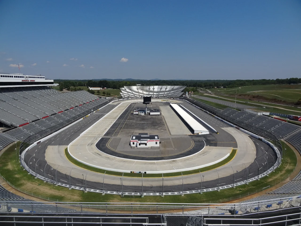 View of turn 1 and 2 at Martinsville Speedway.