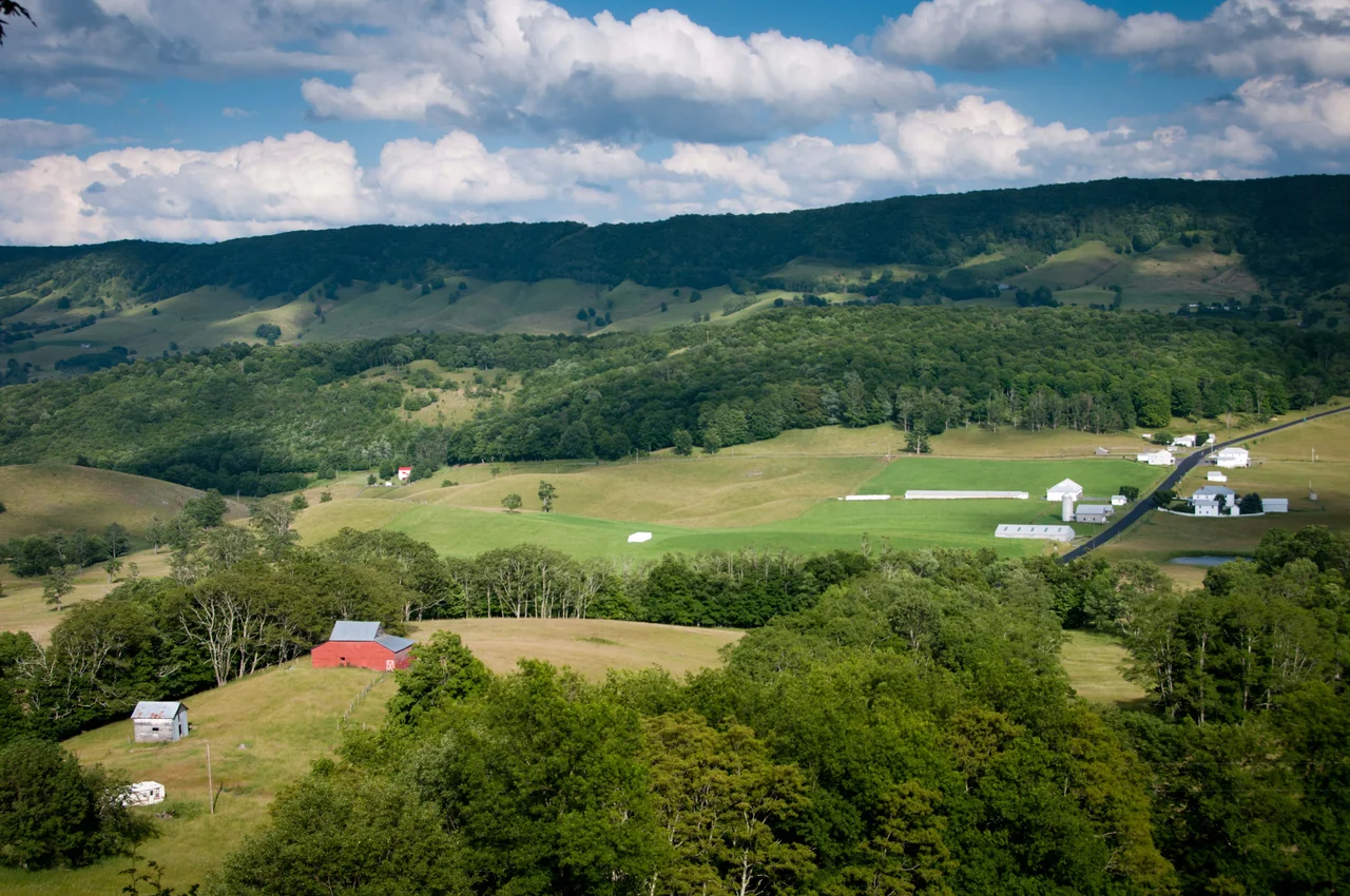 A view of the valley on U.S. Route 250 in Virginia as aproached from the west over the Alleghenies mountains.