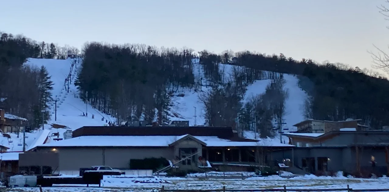 A view of the snow-covered mountain at Bryce Resort
