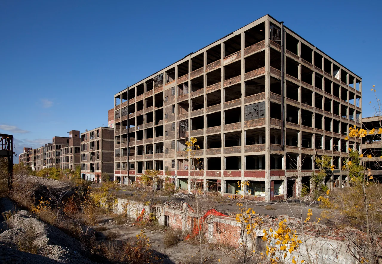 Western part of the abandoned Packard Automotive Plant in Detroit, Michigan.