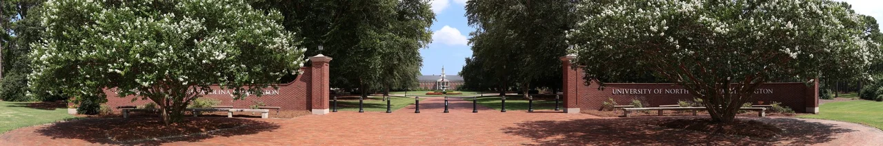 Panorama at the University of North Carolina Wilmington (UNCW) Main Campus in New Hanover County, North Carolina.
