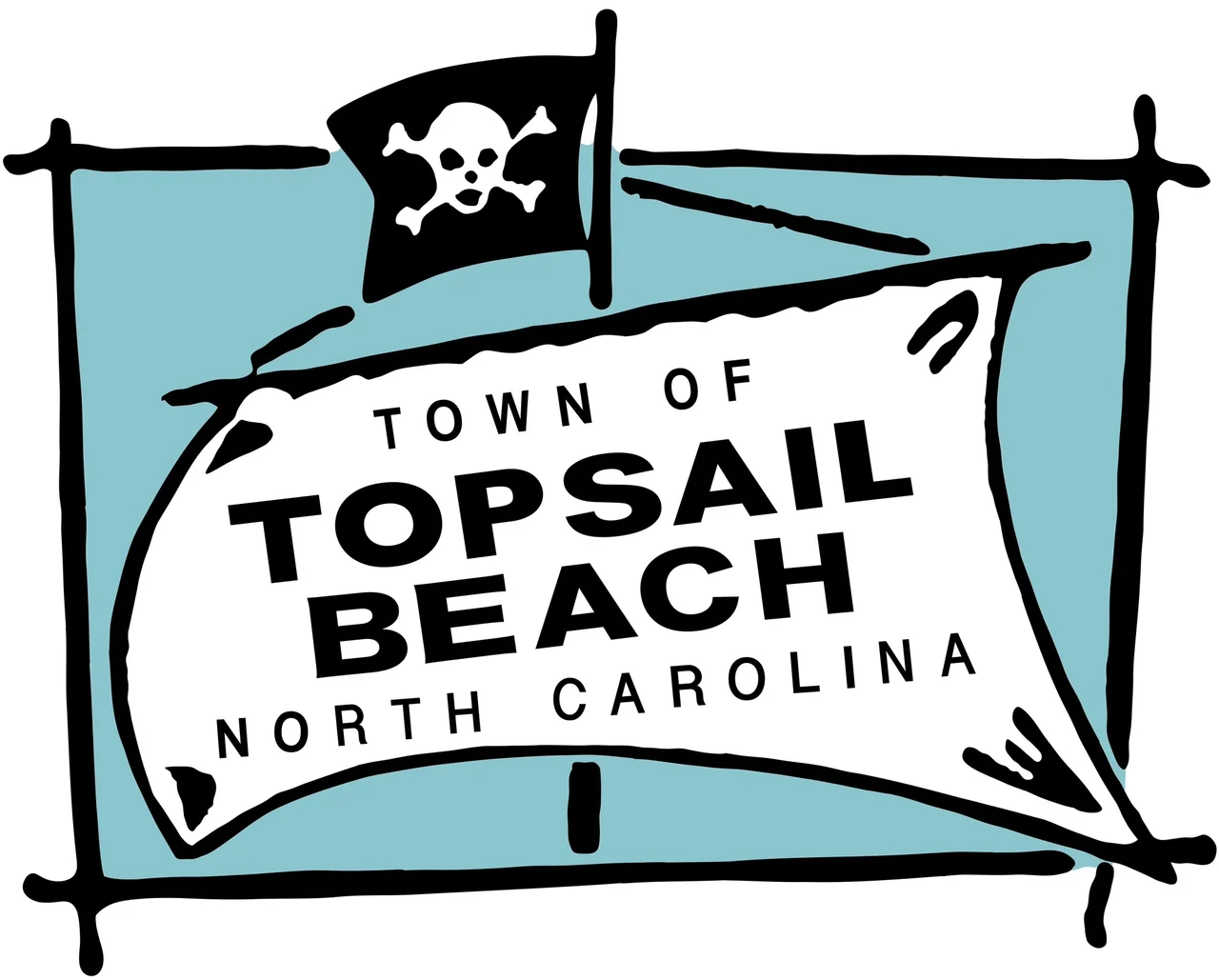 A recreation of the town seal of Topsail Beach, North Carolina. Made on adobe fresco.