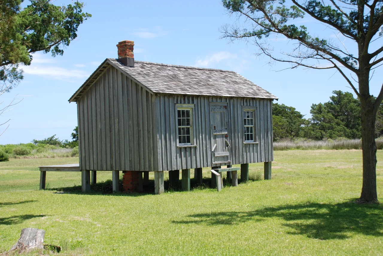 Portsmouth, North Carolina an abandoned village on North Core Banks: Ed &amp; Kate Styron House build in 1933 after Sep. 1933 hurricane destroyed their house on Sheep Island.