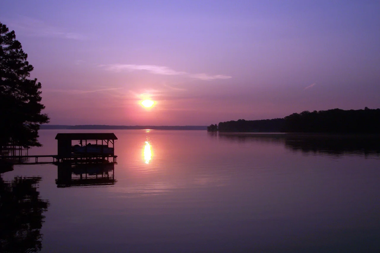 Lake Gaston, at dawn, 2007.
This picture, taken from the Old Bridge Point subdivision, on Hubquarter Creek, depicts an early sunrise.
"The date in the metadata is incorrect, due to not setting the camera date."
