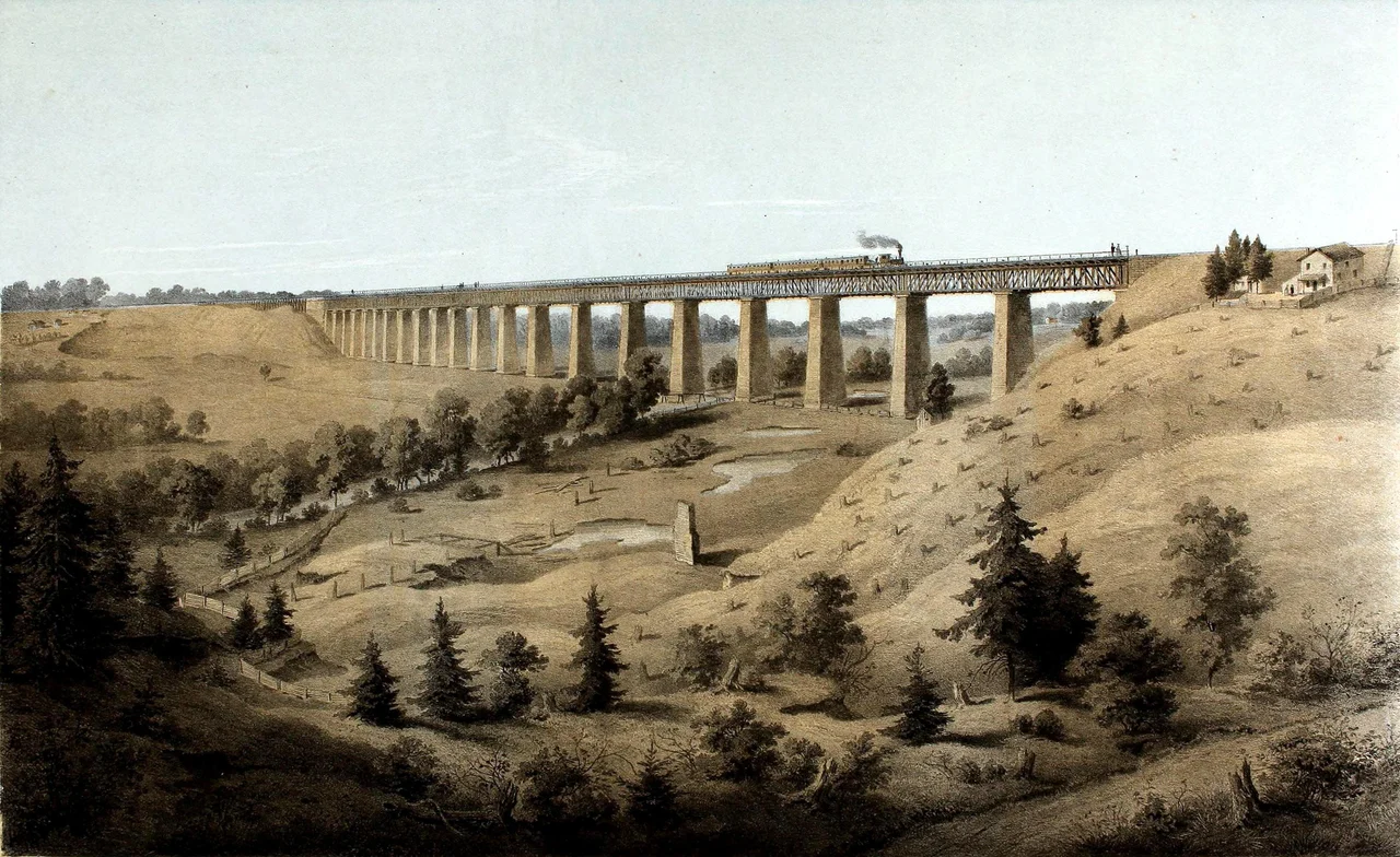 High Bridge of the South Side Railroad in Prince Edward County, Virginia, United States. The bridge was destroyed and rebuilt in the American Civil War. Today, the current bridge has been converted to a trail, and given its name to High Bridge State Park.