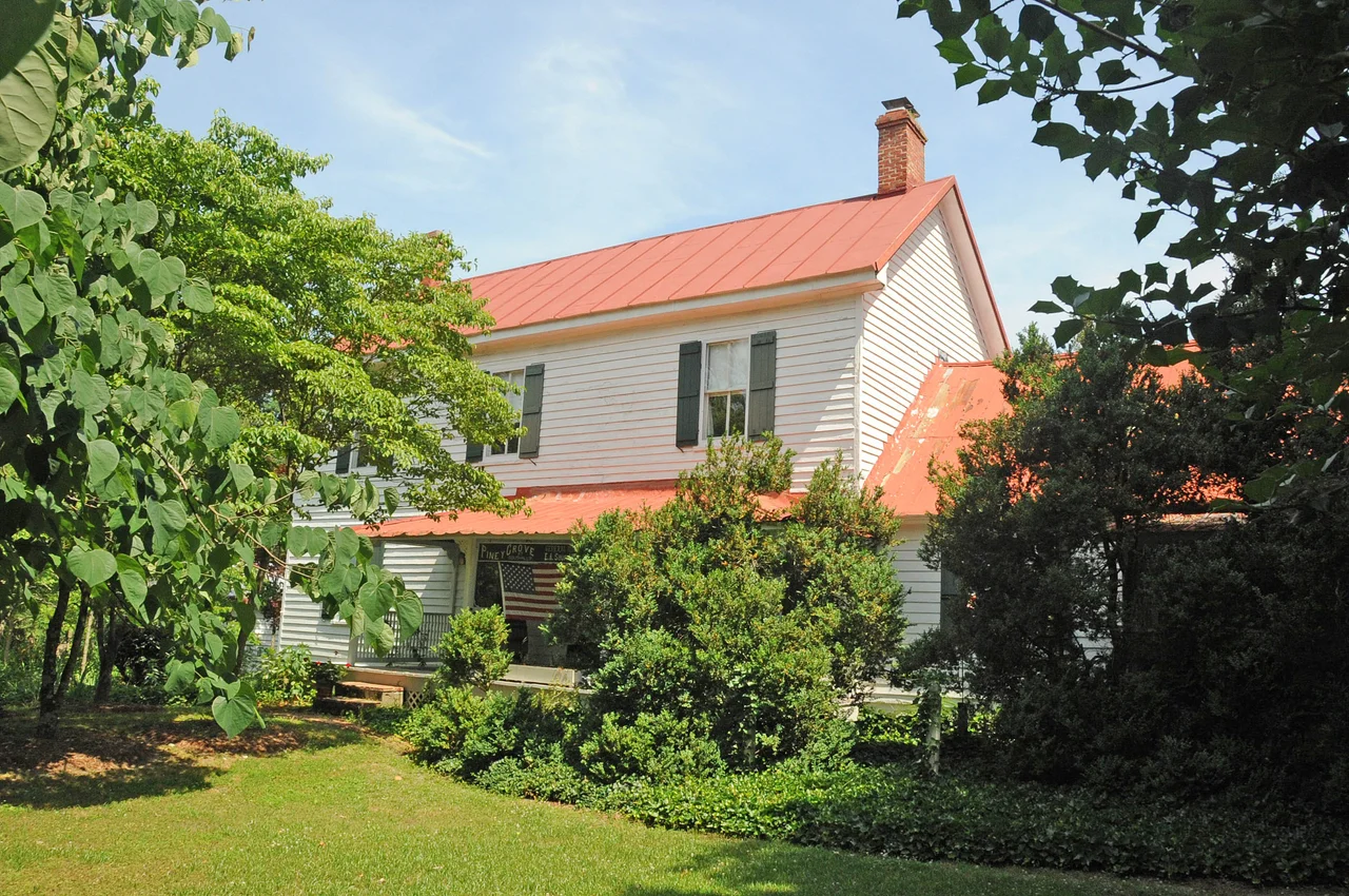 BUILT 1800 FOR THE ORIGINAL SECTION AND EXPANDED IN 1820.  IT WAS A VERNACULAR LOG STRUCTURE WHICH HAS BEEN INCORPORATED INTO A MUCH LARGER FRAME STRUCTURE