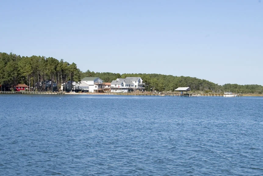 Houses on Horn Harbor in Mathews County.