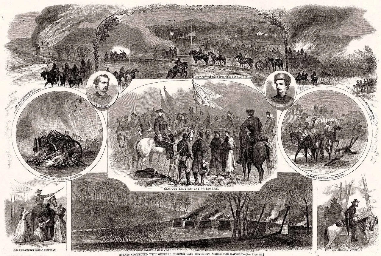 Scenes connected with General Custer's late movement across the Rapidan.—(See Page 193.) HARPER'S WEEKLY, March 26, 1864.