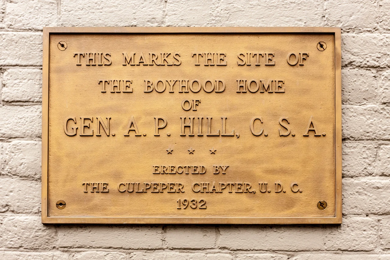 Plaque designating the boyhood home of Gen. A. P. Hill, CSA - Culpeper, Virginia, US