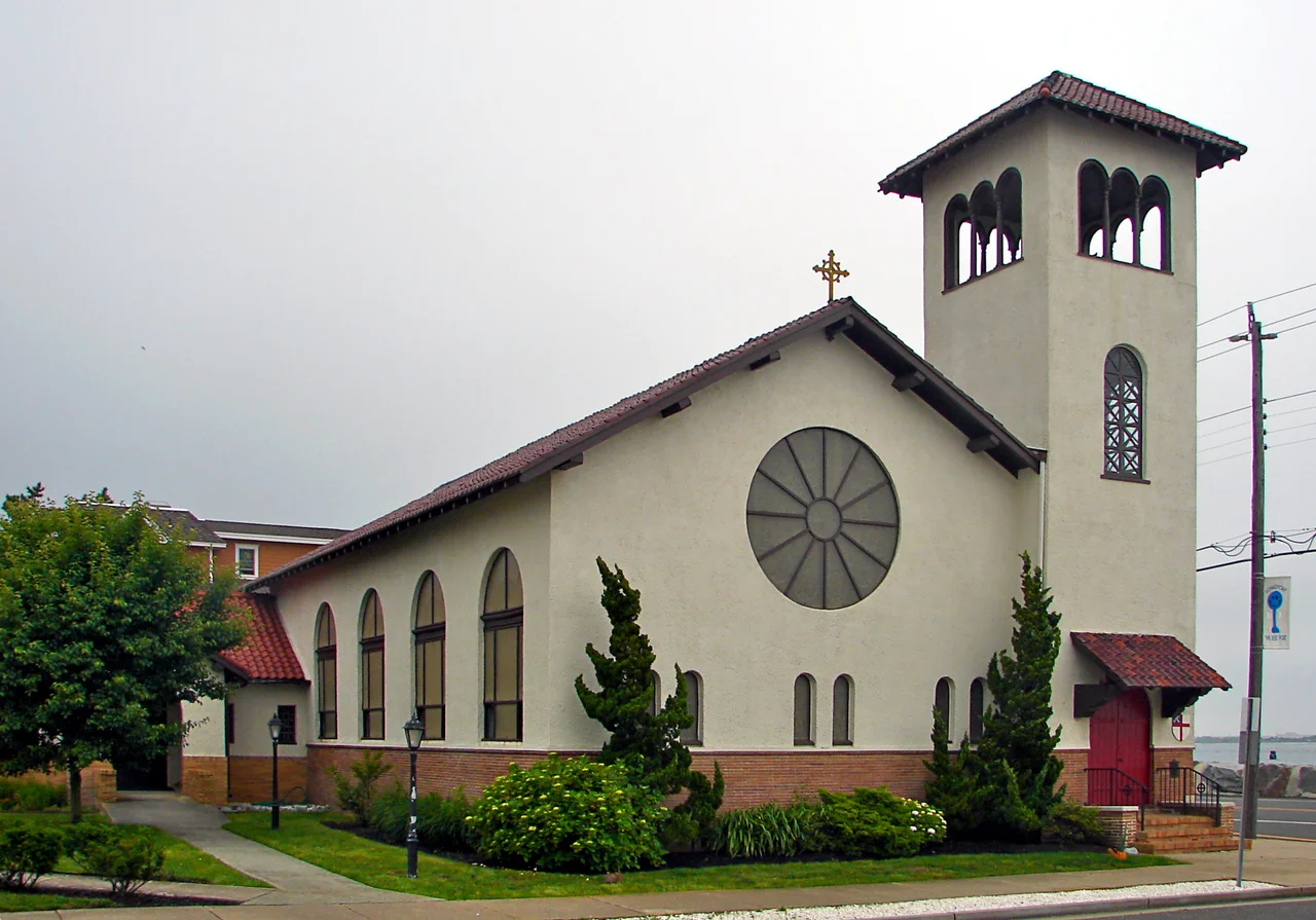 Church of the Redeemer on the NRHP since September 10, 1992, at corner of 20th and Atlantic Aves., Longport, New Jersey, south of - on the same island as - Atlantic City, New Jersey.