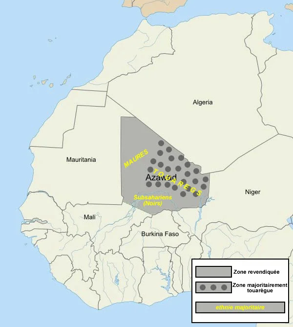 Area claimed by the National Movement for the Liberation of Azawad (MNLA).