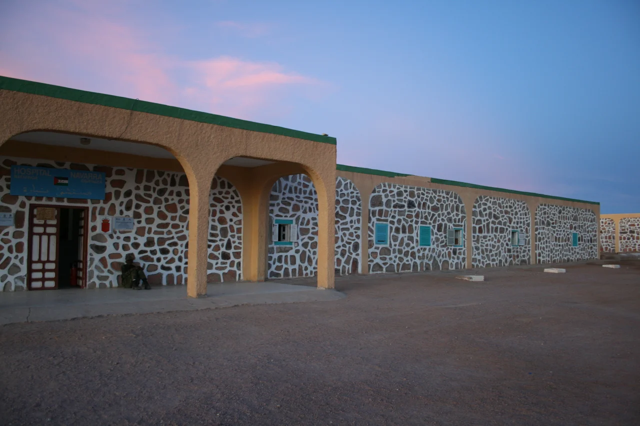 Photograph of Navarra Hospital in Tifariti, Saharawi Arab Democratic Republic—Western Sahara.