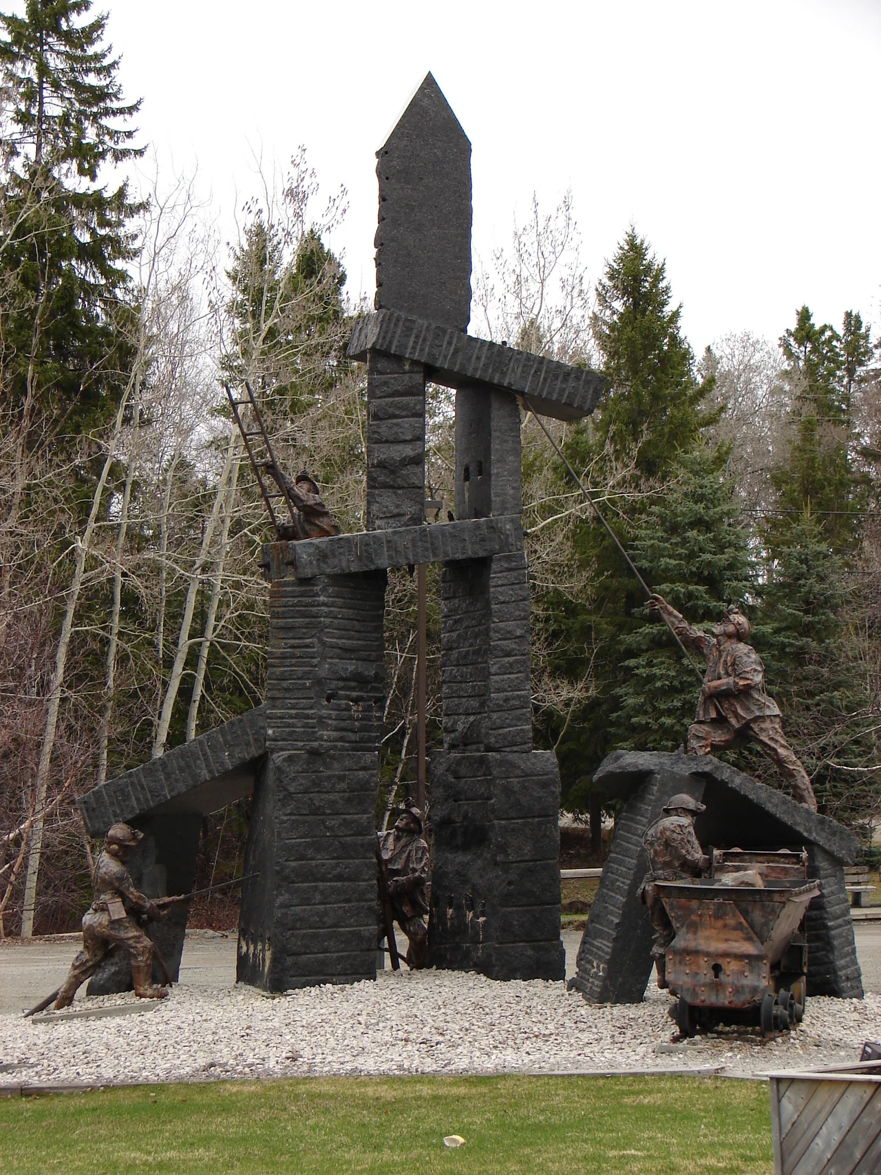 Miners Monument by artists Rob Moir and Sally Lawrence, Kirkland Lake, Ontario, Canada