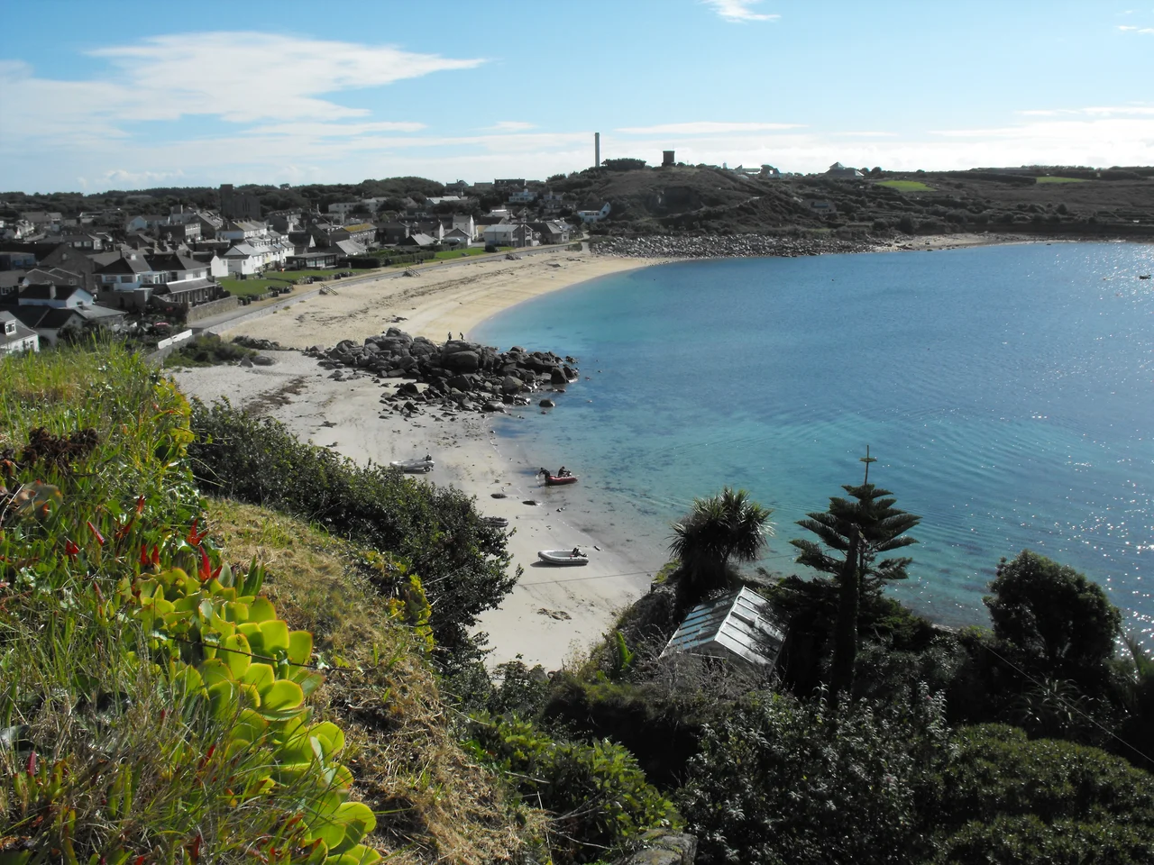The beach at Porthcressa photographed from the West.