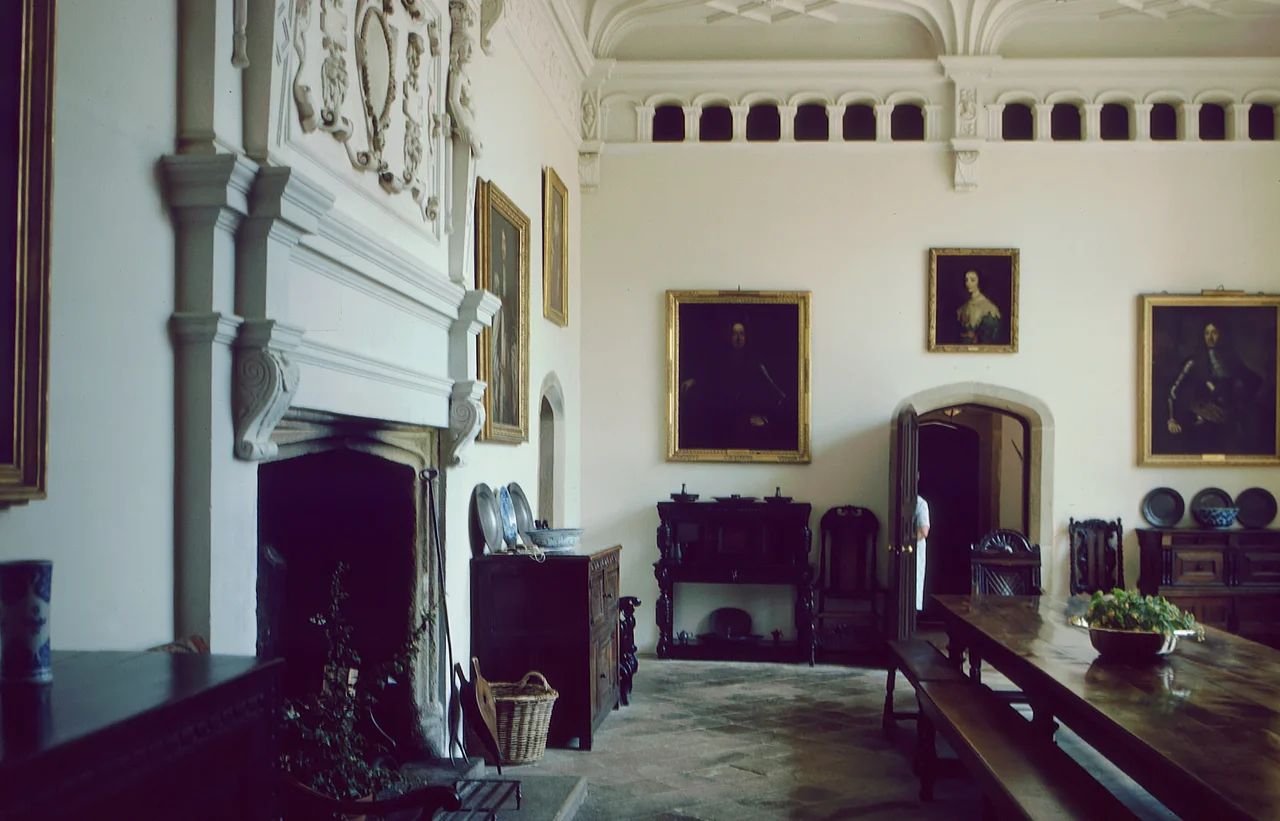 Trerice House - Dining Hall. Elizabethan Manor House near Newquay, Cornwall/England