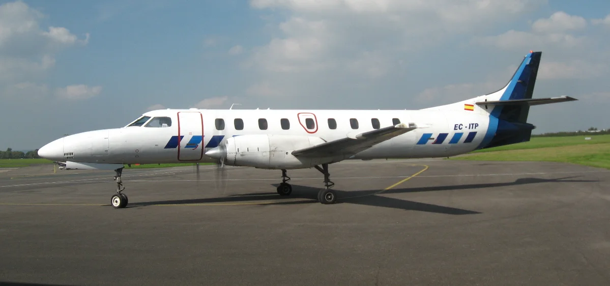 Fairchild Metro EC-ITP operating Manx2 flight to Jersey at Gloucestershire Airport 21 Sept 2008