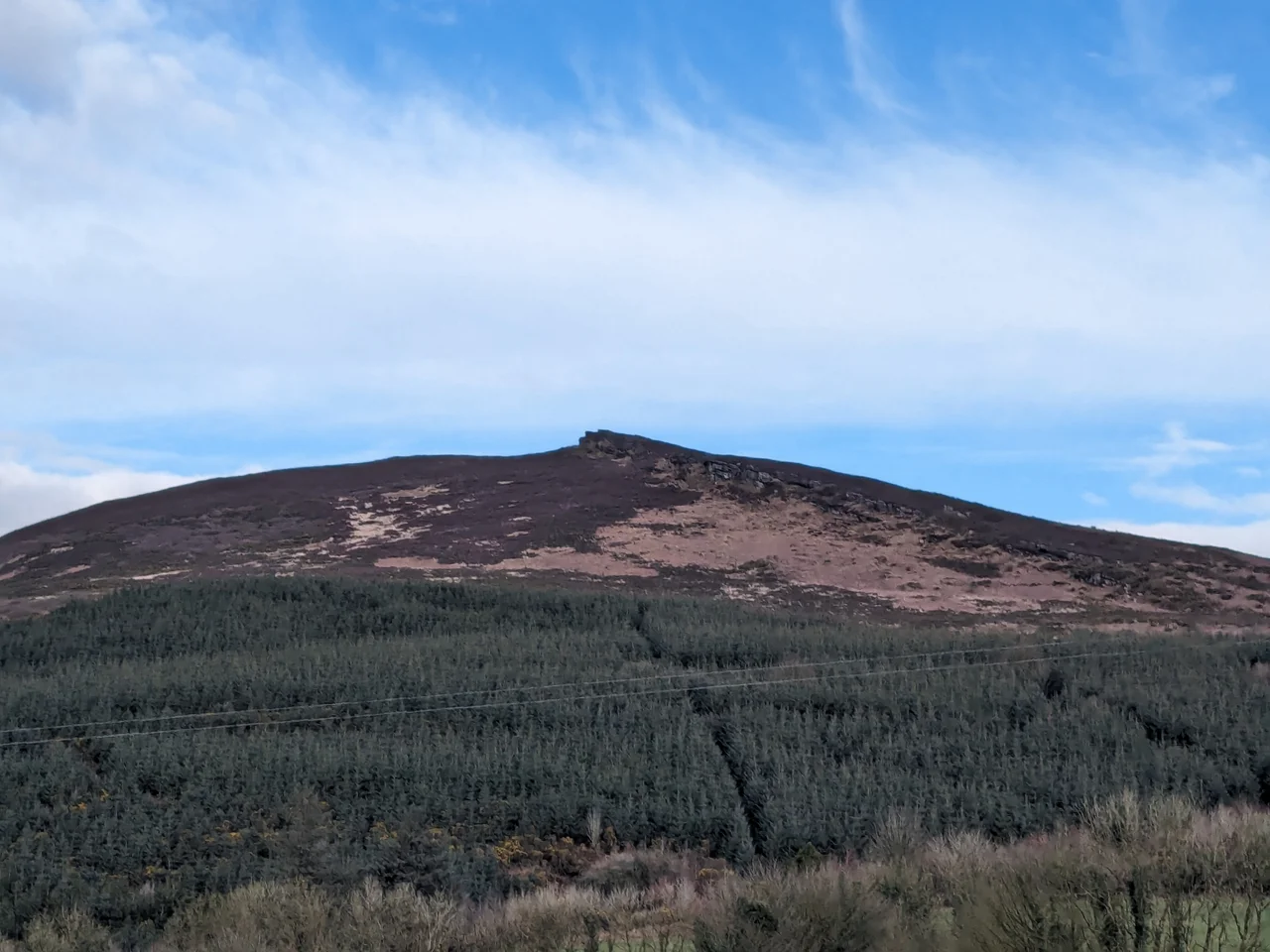 This shows the peak of Carrigeenamronety Hill in the Ballyhouras.