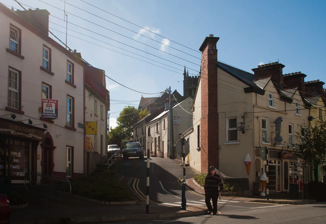 Church Hill, a small lane leading to St. John the Evangelist Church, as seen from the Society Street, looking west.