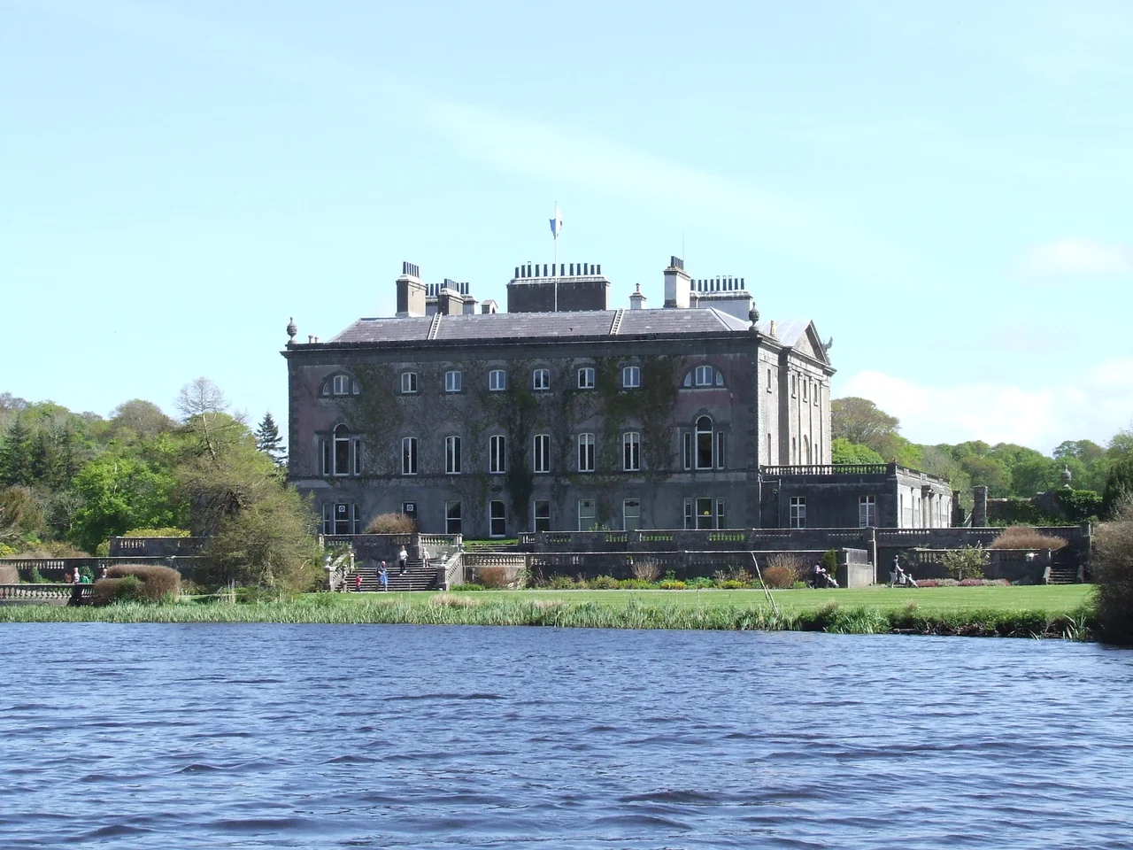 Westport House, home of the Marquis of Sligo. Viewed from the boating lake in front of the western elevation. Easter Sunday, 2011.