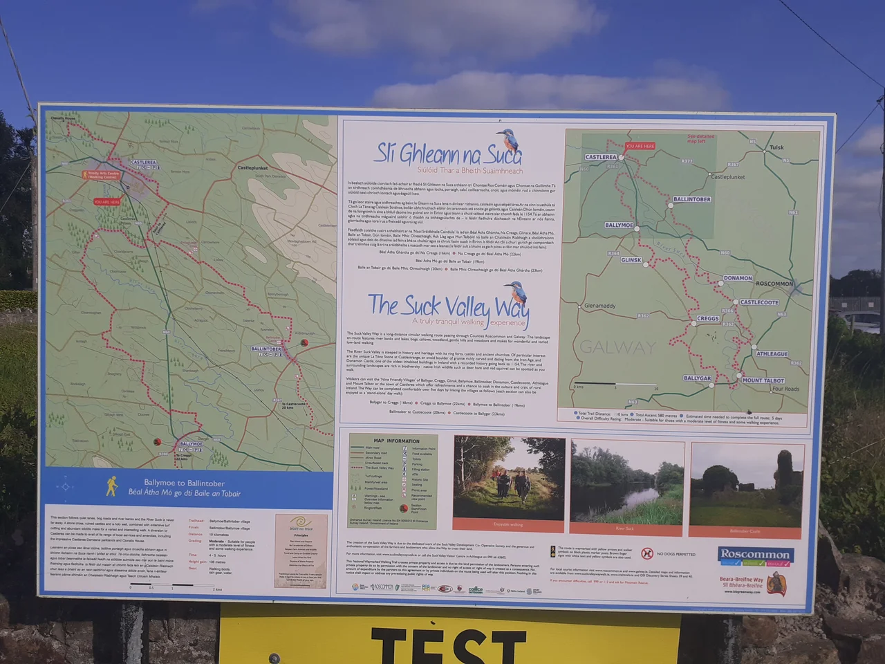 The Suck Valley Way Castlerea bilingual sign.