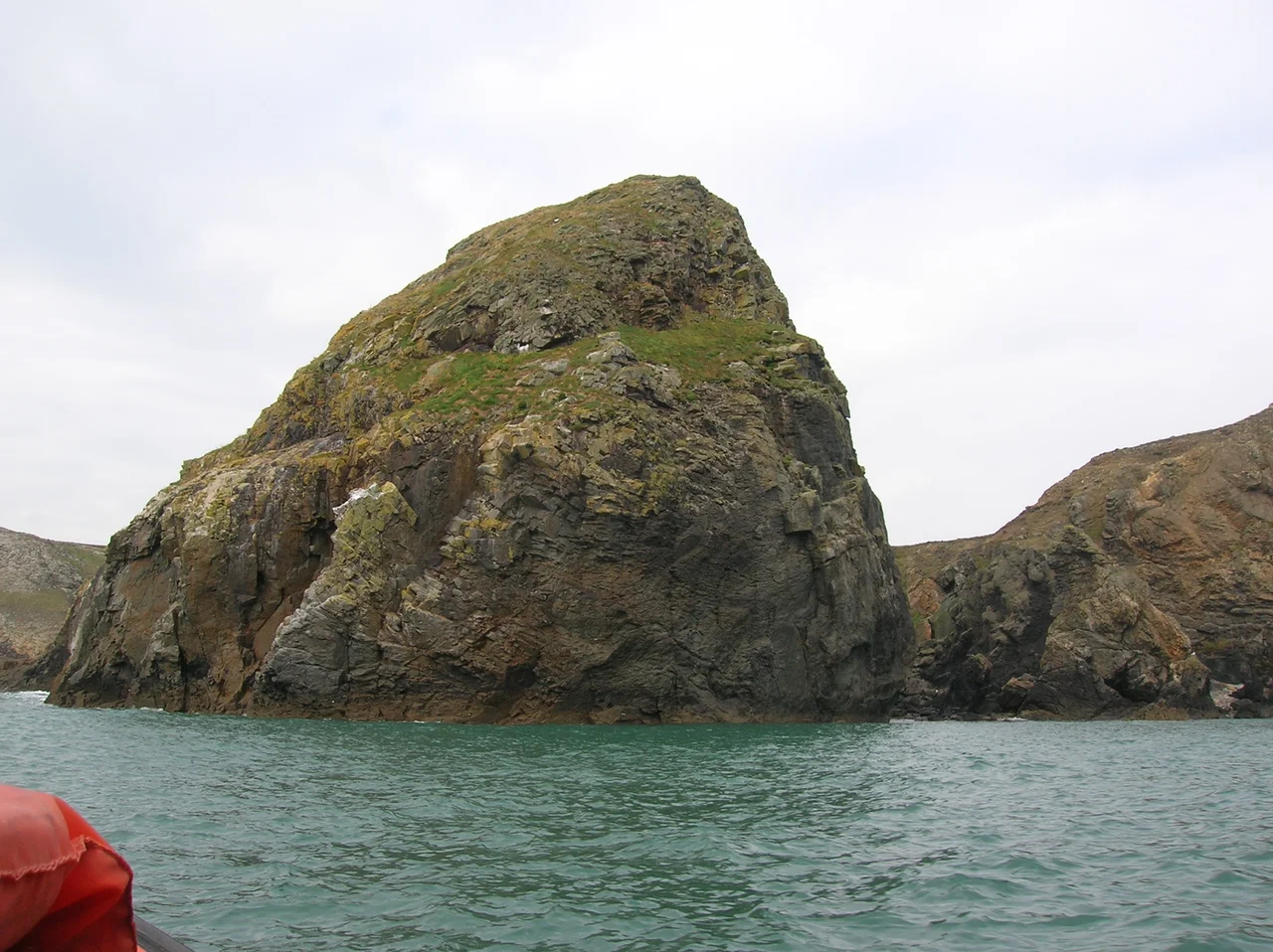 Ynys Gwelltog, which is to the south of Ramsey Island. Photo taken from the sea by Rhys Wynne